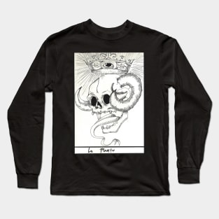 "La Muerte" black on white design Long Sleeve T-Shirt